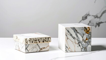 Two Marble Boxes on White Surface