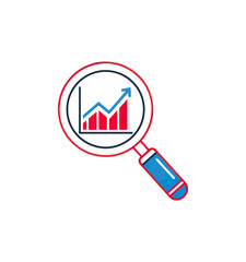 Magnifying glass analyzing growth chart