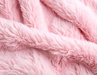 Fototapeta premium A cozy pink blanket adorned with soft white fur trim, inviting warmth and comfort, perfect for snuggling up on chilly evenings or adding a touch of elegance to any room.