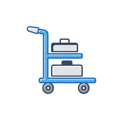 Obraz premium Blue luggage cart with two tiers illustration