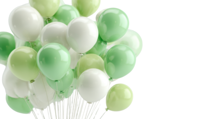 Green and white balloon bunch