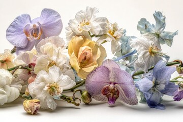 Colorful Floral Arrangement On White Background