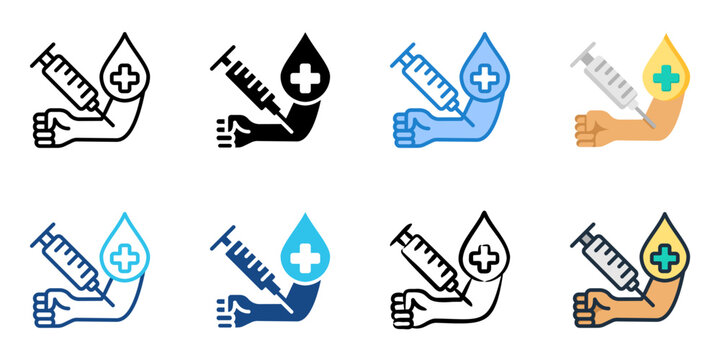 Phlebotomy icon set multiple style collection 
