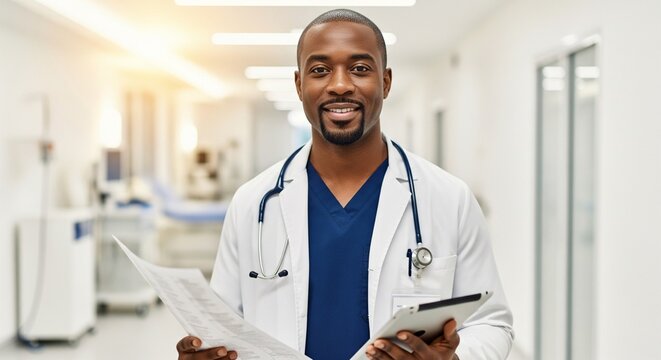 Friendly Black Male Doctor in a Hospital