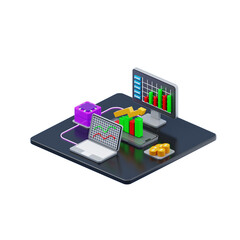 3d isometric business statistic analysis