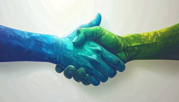 Diverse hands shaking in a symbolic gesture of unity