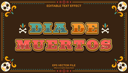 decorative dia de muertos editable text effect design
