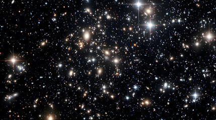 Obraz premium A cosmic scene of the early universe with stars of wildly different sizes and luminosities, breaking the mold of uniformity