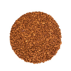 Coffee Granules: An overhead view of a pile of aromatic coffee granules. A perfect ingredient, ready to brew a rich and flavorful cup of coffee.