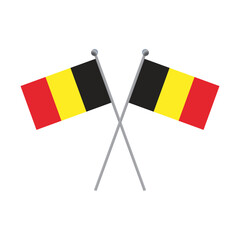 Two crossed Belgian flags on a black background flat illustration