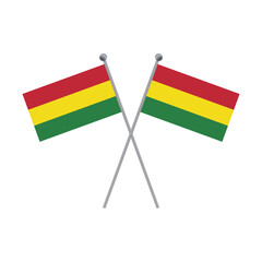 Two crossed flags with red yellow green stripes on black background flat illustration