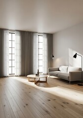 Fototapeta premium Sophisticated interior with soft light illuminating a contemporary living room