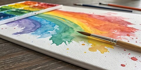 watercolor paints and brushes