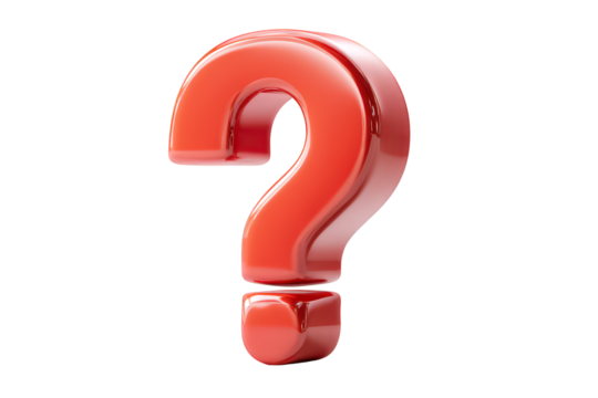 Red question mark with on transparent background