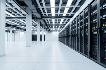 Modern Data Center with Sleek Server Racks