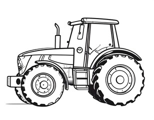 Obraz premium Detailed line drawing of a farm tractor, showcasing its robust design and intricate details.