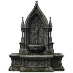 Ornate Stone Fountain Installation with Gothic Architectural Design