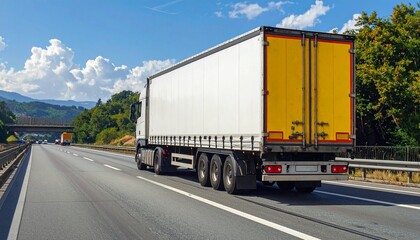 white lorry with trailer over blue sky lorry, trailer, vehicle, container, truck, wagon, trucking