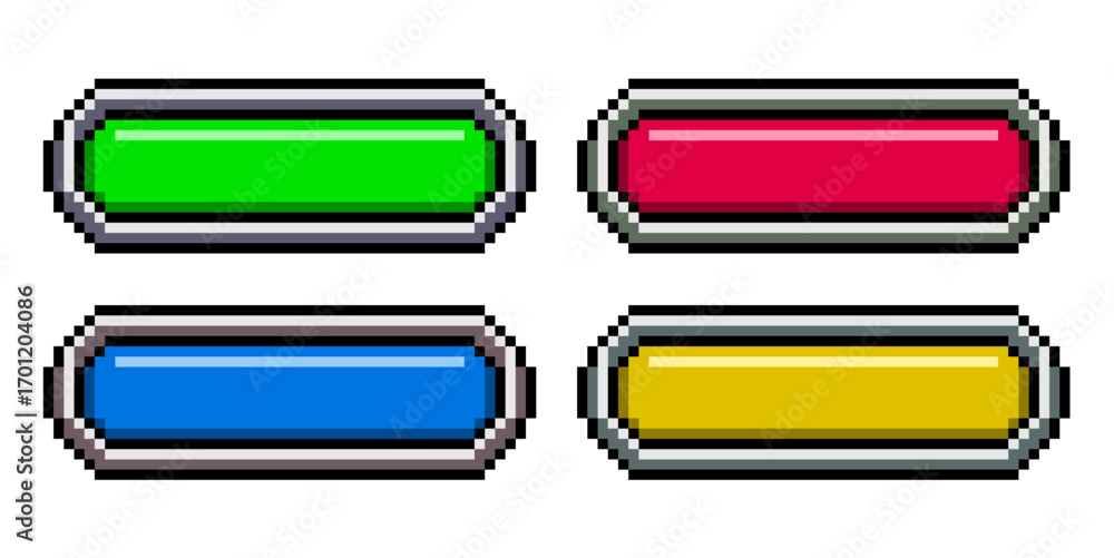 Poster pixel long button vector. ideal for representing user interface controls in a modern, digital enviro