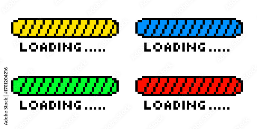 Poster pixel loading vector. ideal for representing a loading state or progress in a modern, digital enviro