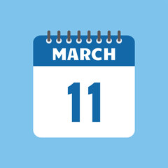 march 11 calendar icon Vector page month design