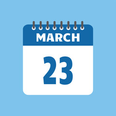 march 23 calendar icon Vector page month design