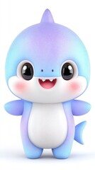 Obraz premium Adorable Blue Glitter Shark Cartoon Character