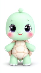 Fototapeta premium Adorable Pastel Green Turtle Toy with Rosy Cheeks