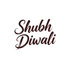 Fototapeta premium Shubh Diwali text in brown color on a white background.