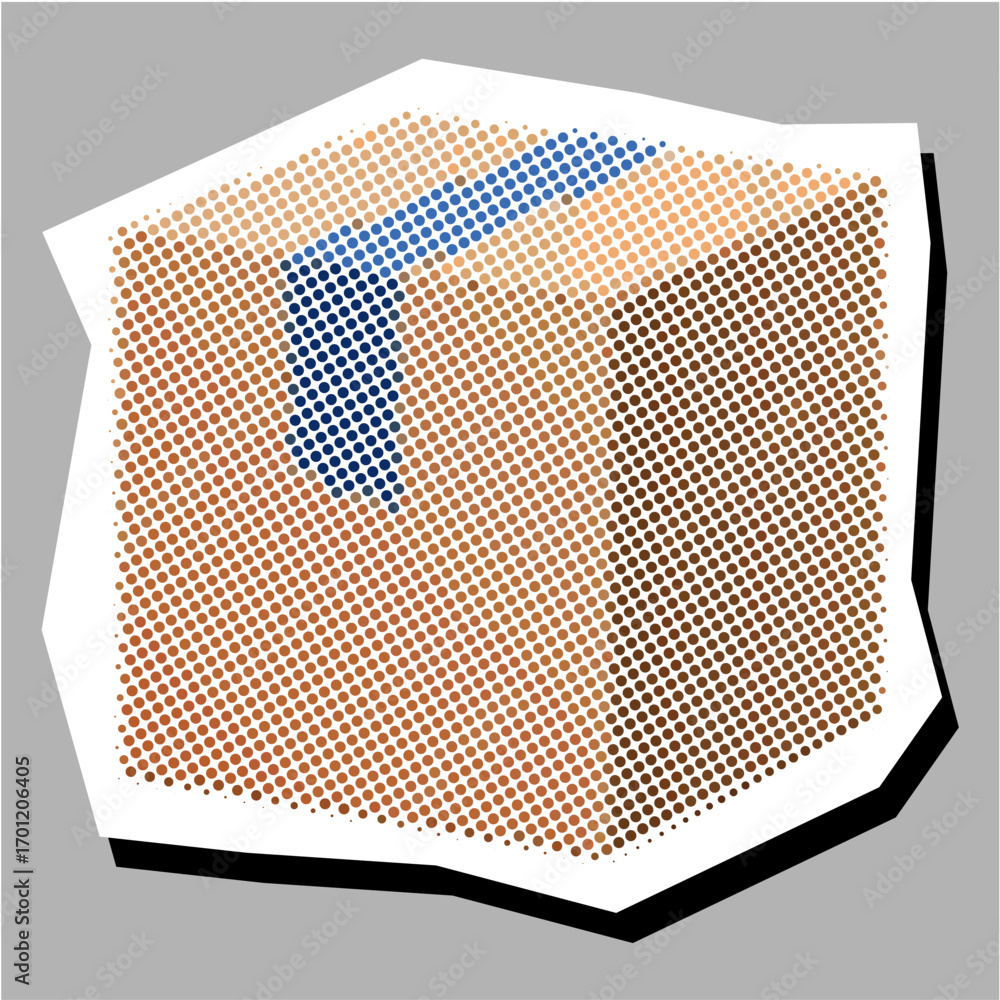 Poster packaging box halftone dotted collage element pointillize in paper torn vector. a unique design for 