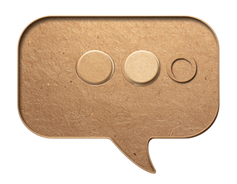 A - Fantasy Floating Brown Cardboard Speech Bubble with Glow Effect