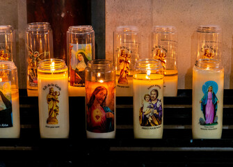 Prayer candles inside Notre-Dame de la Garde Basilica, Marseille
