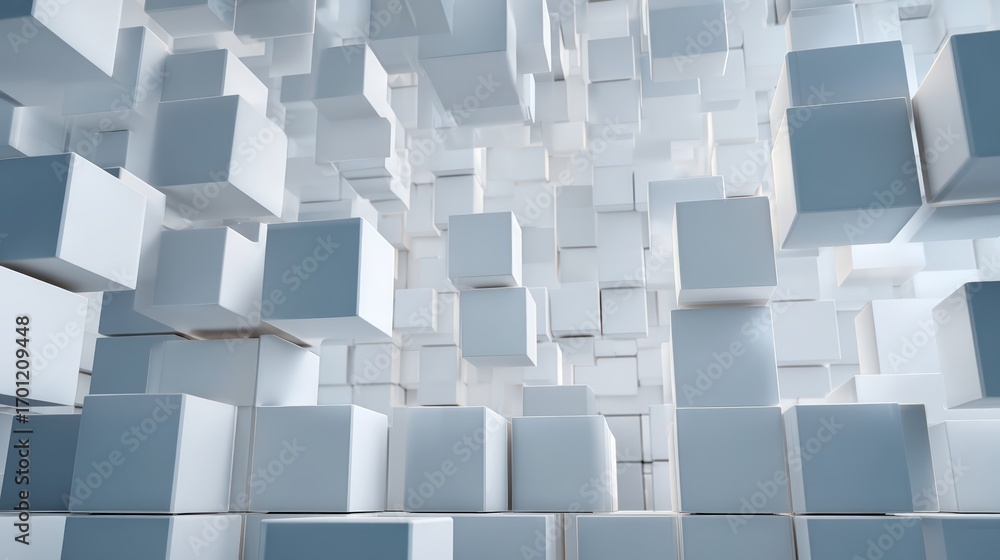 Aufkleber abstract background features a dynamic arrangement of white cubes creating a modern and visually int