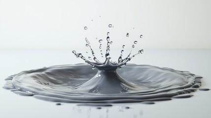 Water droplet splash creating a crown shape