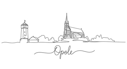 Obraz premium Opole skyline line art with Poland city view.