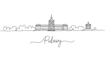 Naklejka premium Pulawy skyline with Poland landmark, and minimalist.