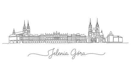 Fototapeta premium Jelenia Gra city skyline silhouette with Poland.