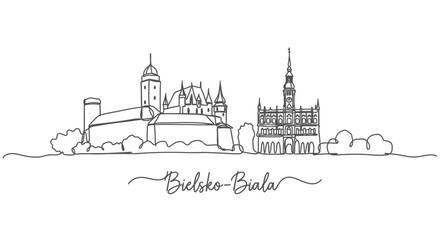 Fototapeta premium BielskoBiala skyline Minimalist Poland.