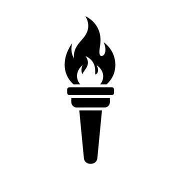 olympic torch glyph icon representing fire and ceremonial lighting