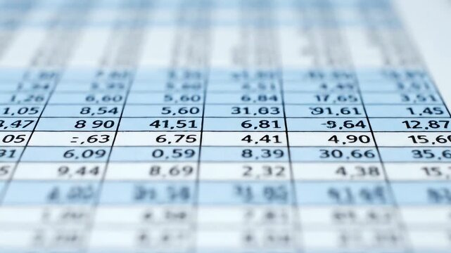 Close Up Detailed View Of Spreadsheet Data