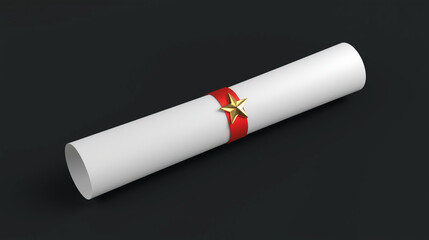 Realistic Rolled Diploma with Star Shape Element Symbolizing Achievement Award