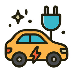 Electric car a stylish electric car driving on a city road, symbolizing clean energy, smart technology, and sustainable transportation. Perfect for illustrating eco-friendly mobility.