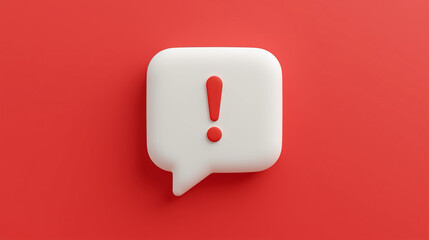 3D Rendered Exclamation Mark in Speech Bubble Communication Alert Concept