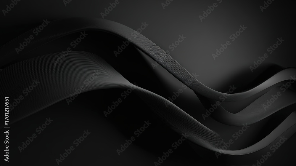 Aufkleber abstract black curved shapes flow gracefully creating an elegant, modern backdrop with a subtle inte