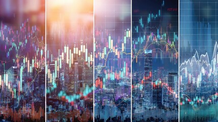 Cityscape Overlayed With Financial Data