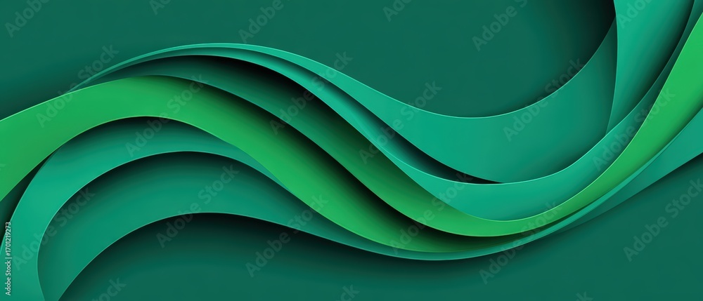 Aufkleber abstract flowing layers of green paper create a soothing and elegant design, ideal for backgrounds o