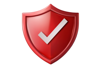 Red shield with a check mark on it
