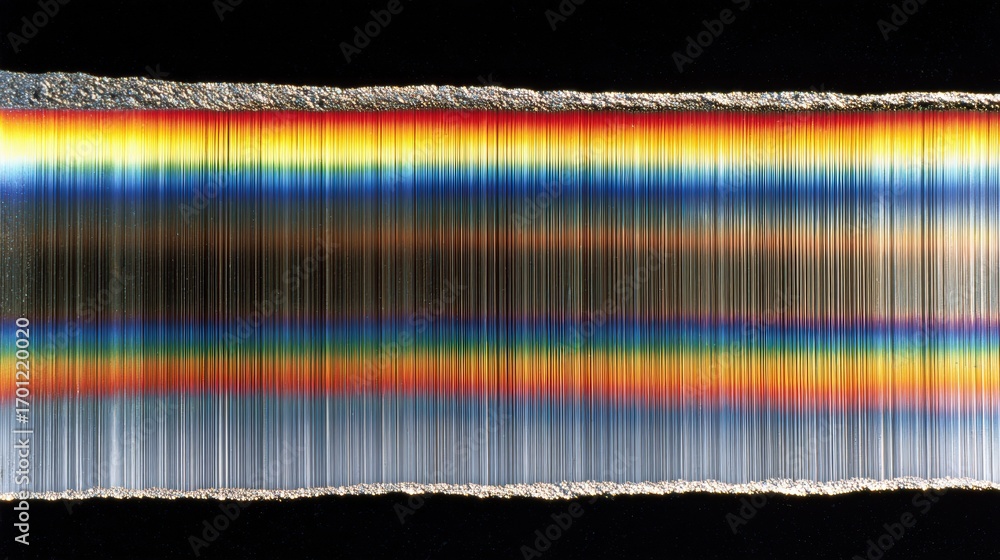 Poster A vibrant spectrum of colors cascades down like a waterfall, creating a mesmerizing display of light and texture against a dark background.