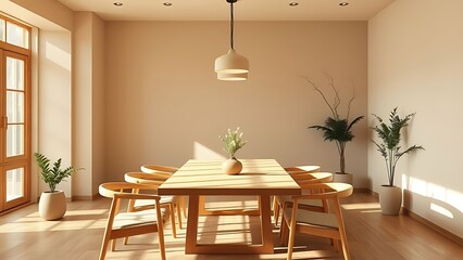 Elegant Dining Room with Wooden Table and Modern Design