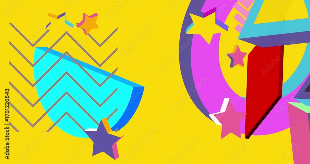 Poster geometrical graphic retro theme background animation with place for text. minimal geometric elements